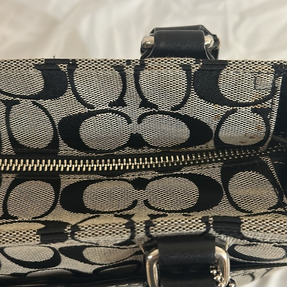 COACH HAMPTONS SIGNATURE LUNCH TOTE BLACK AND GREY F13973 - Picture 11 of 13